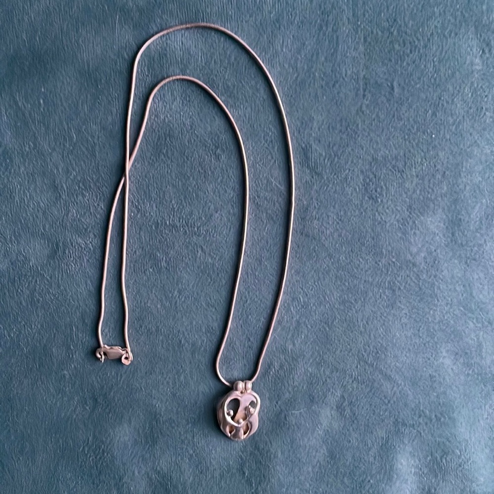 Sterling silver mother’s family necklace with 3 children